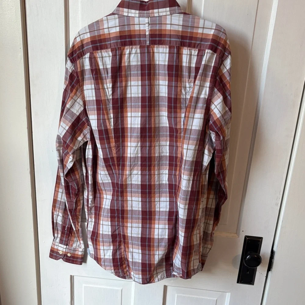 Banana‎ Republic Men's Plaid Shirt - Red, White, and Brown